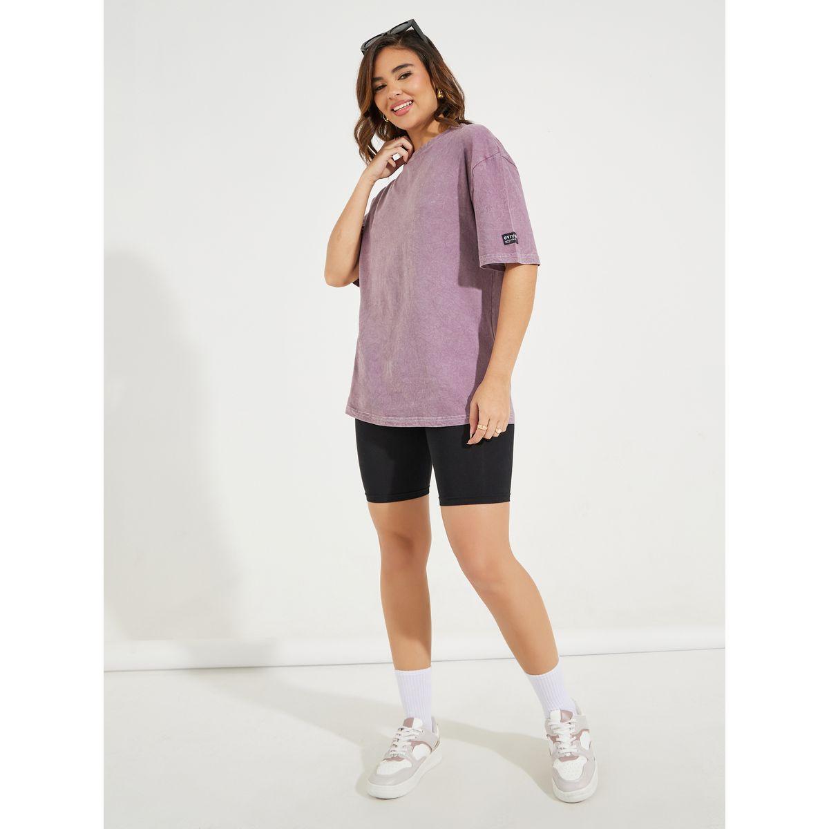 تيشيرت فضفاض مزين بشارة مع أكمام قصيرة-women-clothing-tshirts-image-2