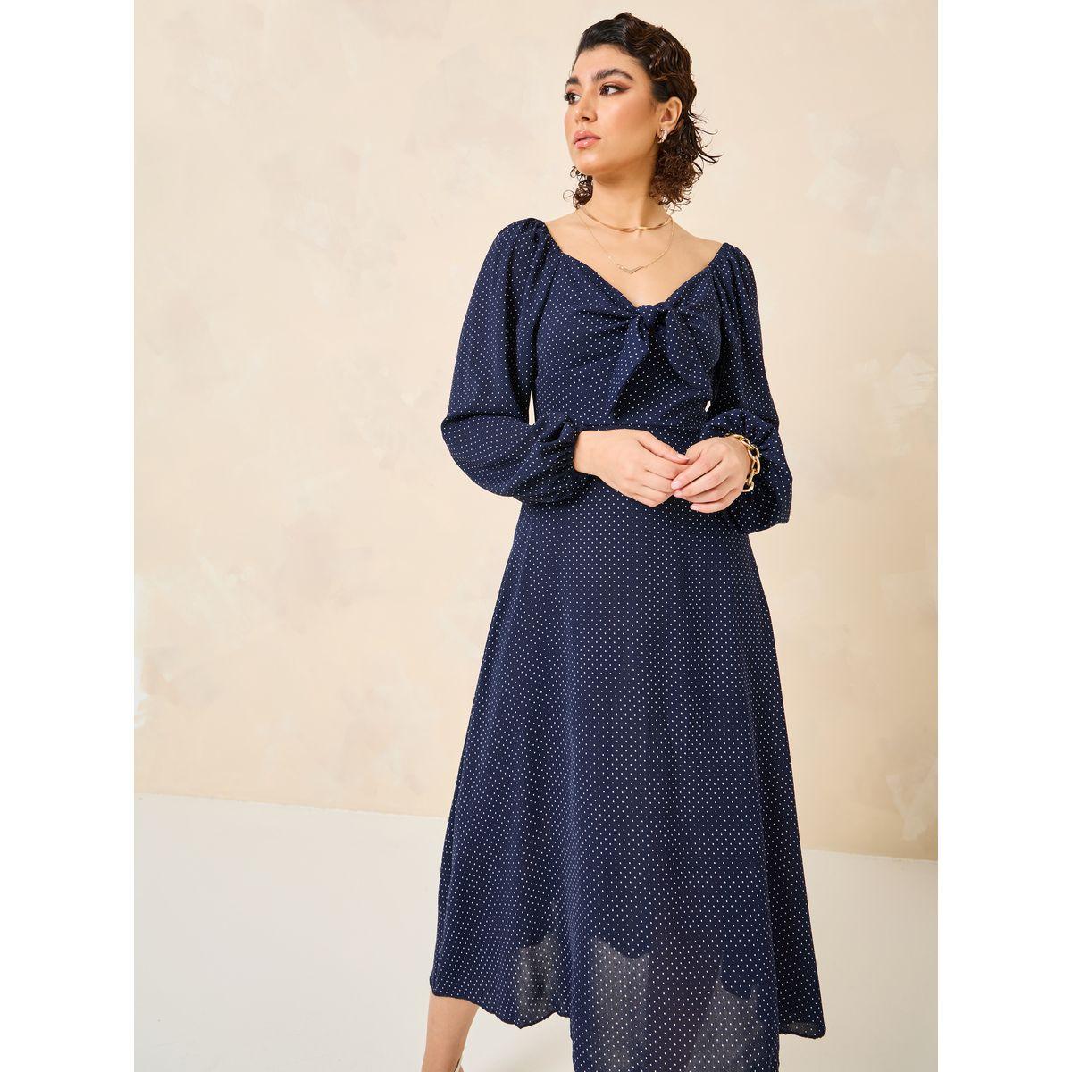 فستان ميدي بياقة على شكل قلب-women-clothing-dresses-image-1