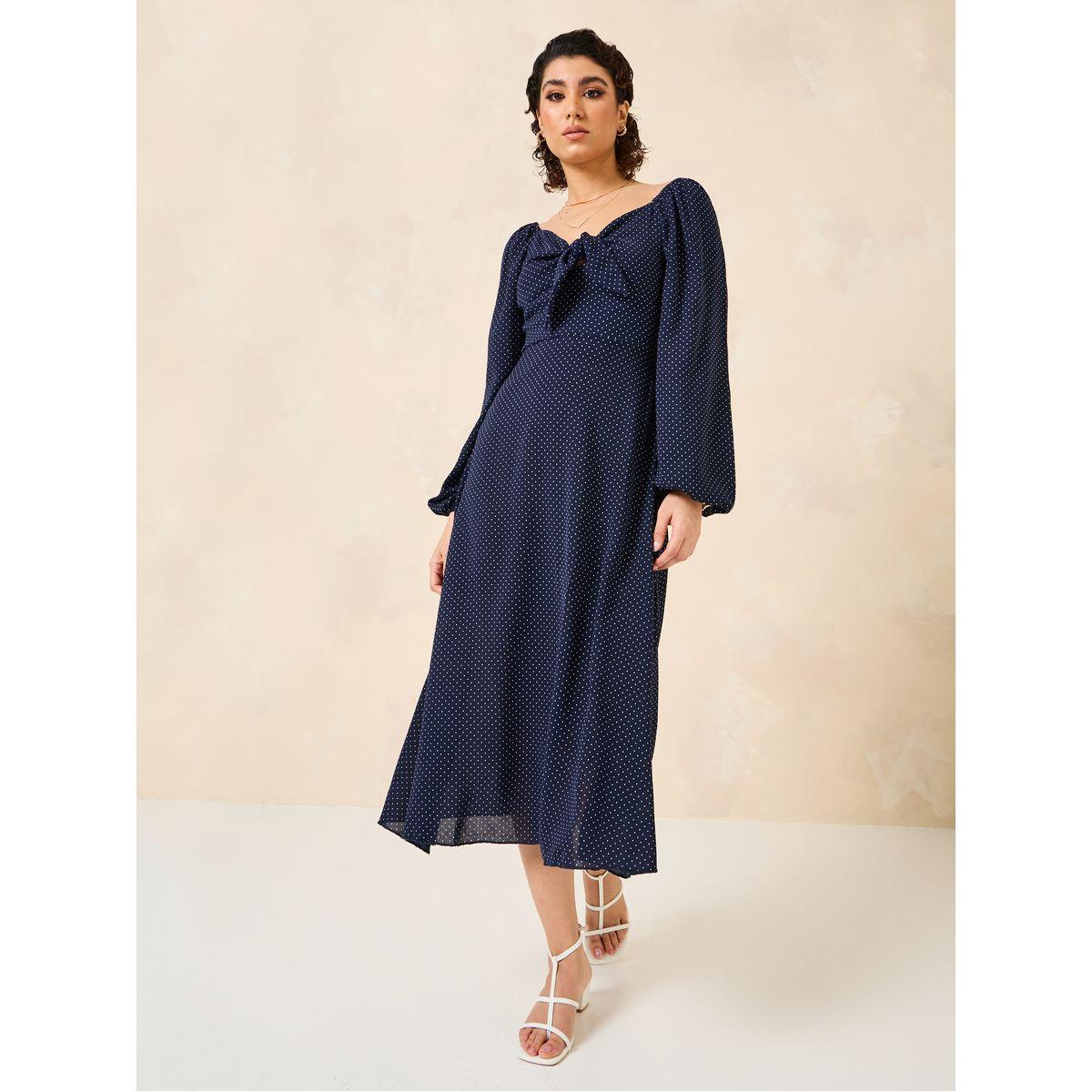 فستان ميدي بياقة على شكل قلب-women-clothing-dresses-image-2