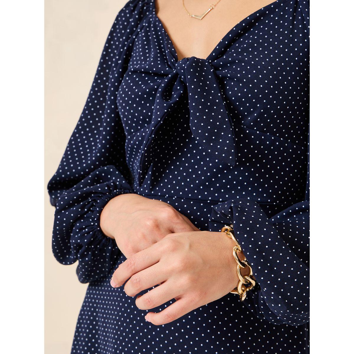 Styli Polka Dot Sweetheart Neck A-Line Midi Dress-women-clothing-dresses-image-4