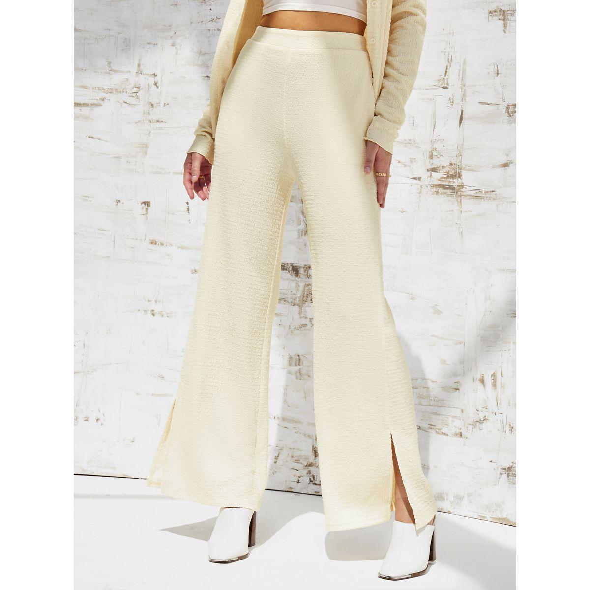 Styli Elevate Textured Wide Leg Trouser with Side Slit-women-clothing-bottoms-trousers-image-2