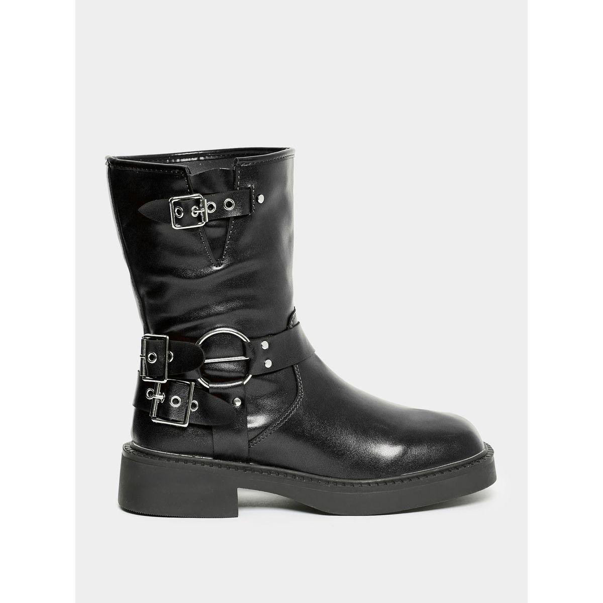 Styli Buckle Embellished Ankle Length Boots-women-shoes-boots-image-2