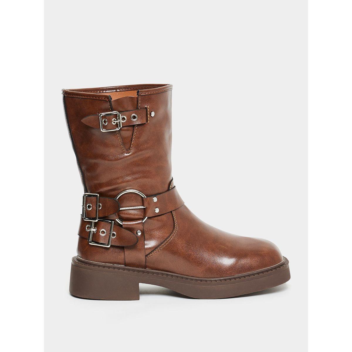 Styli Buckle Embellished Ankle Length Boots-women-shoes-boots-image-2