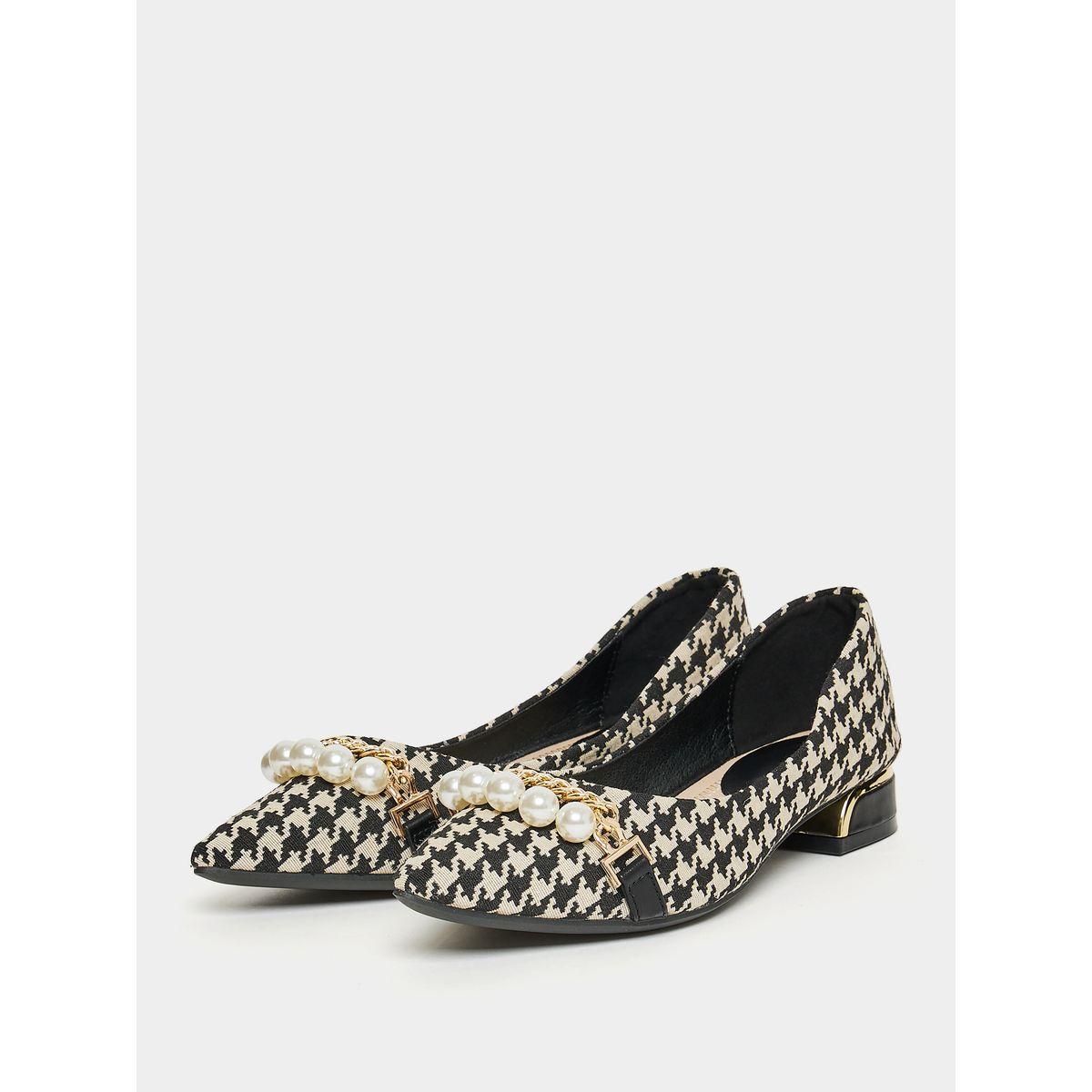 Styli Houndstooth Pattern Embellished Shoes-women-shoes-heels-image-2