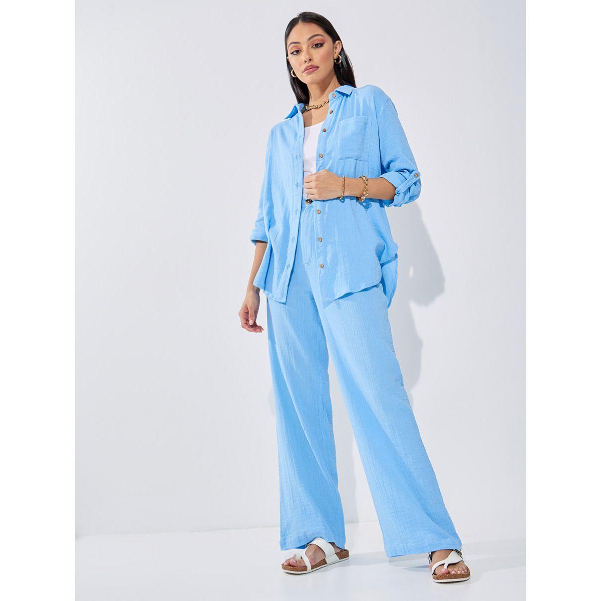 Styli Elevate High Rise Wide Leg Textured Trouser-women-clothing-bottoms-trousers-image-5