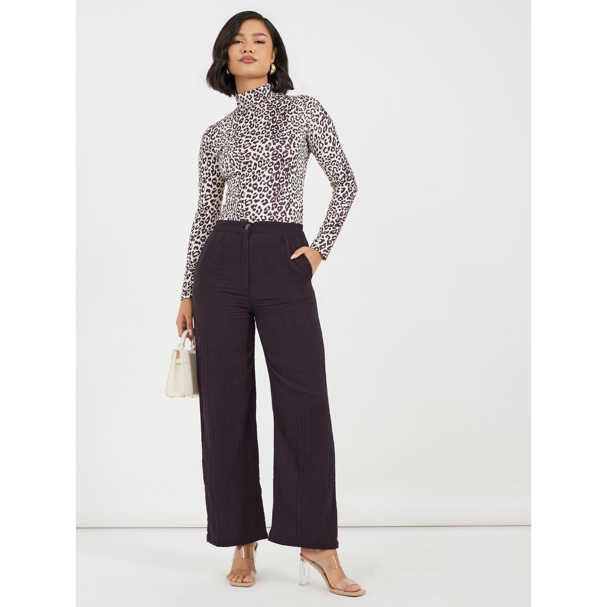 بنطال بأرجل واسعة وجيوب مع زر إغلاق-women-clothing-bottoms-trousers-image-1