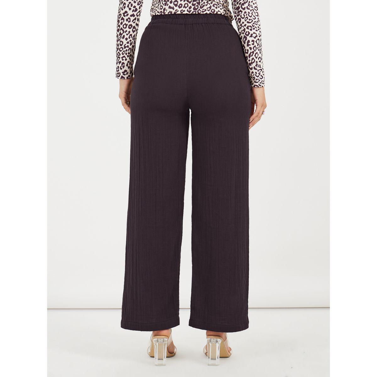 Styli High Rise Wide Leg Textured Trousers-women-clothing-bottoms-trousers-image-4