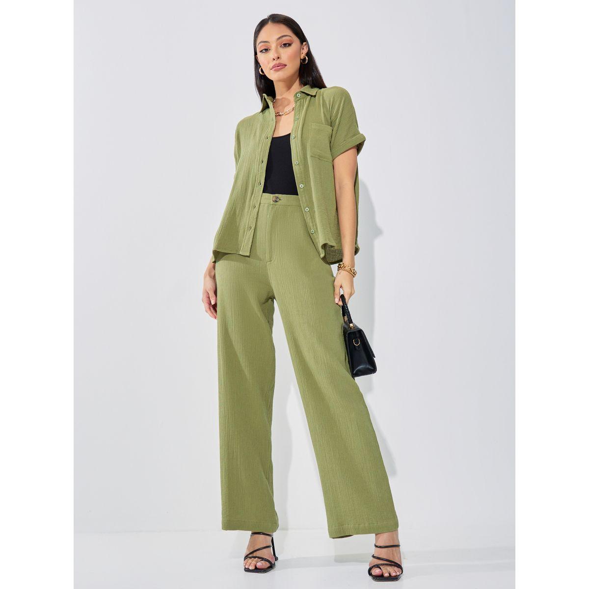 Styli Elevate High Rise Wide Leg Textured Trouser-women-clothing-bottoms-trousers-image-1