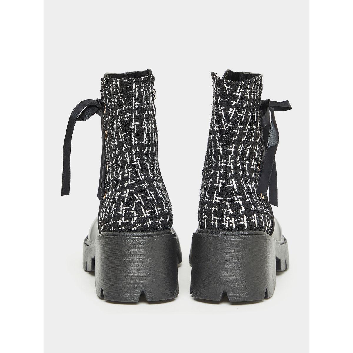 Styli Side Lace Tweed Insert Boots-women-shoes-boots-image-4