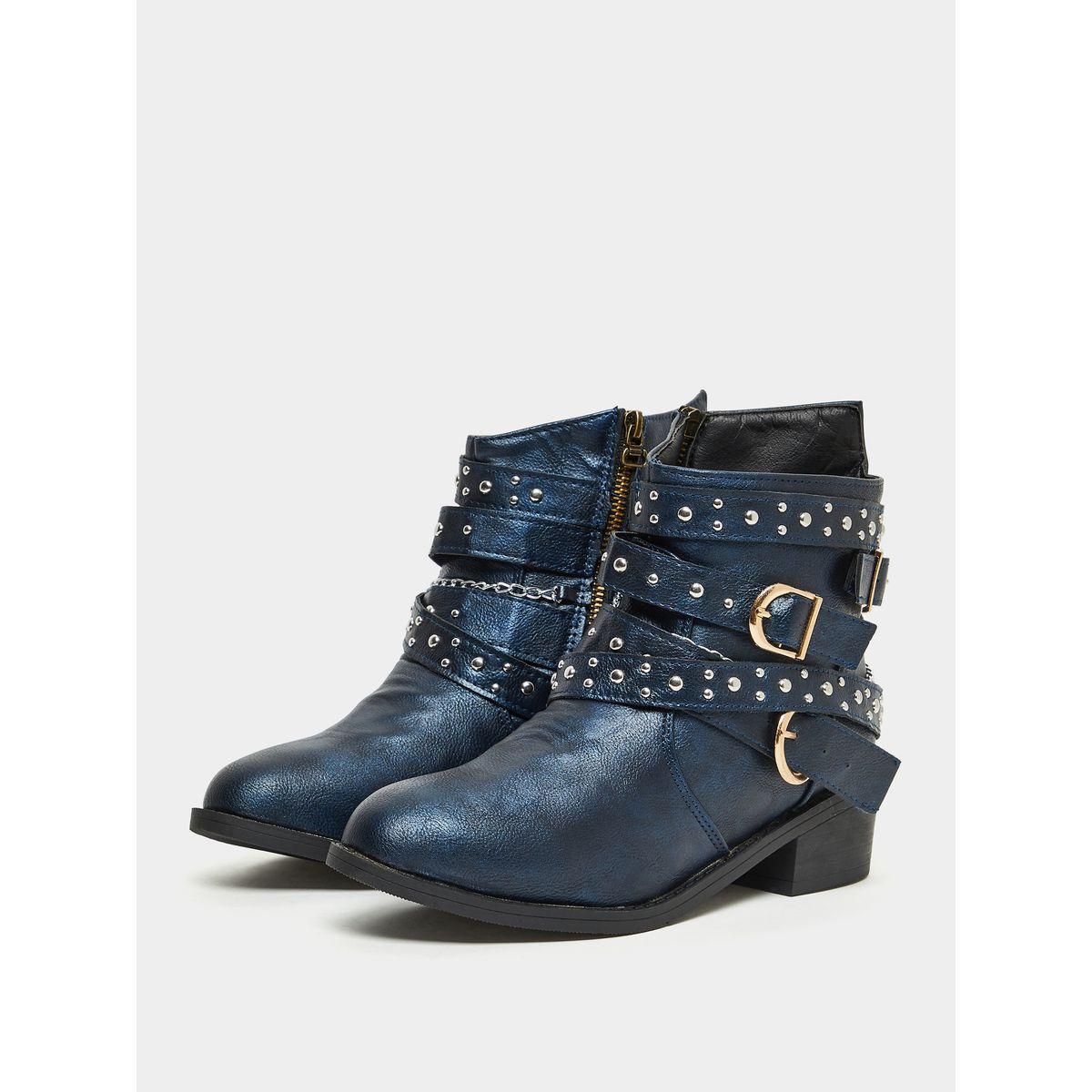 Styli Buckle Embellished Ankle Length Boots-women-shoes-boots-image-2