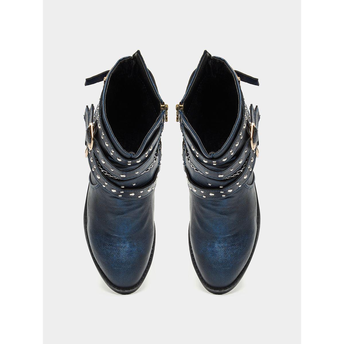 Styli Buckle Embellished Ankle Length Boots-women-shoes-boots-image-4
