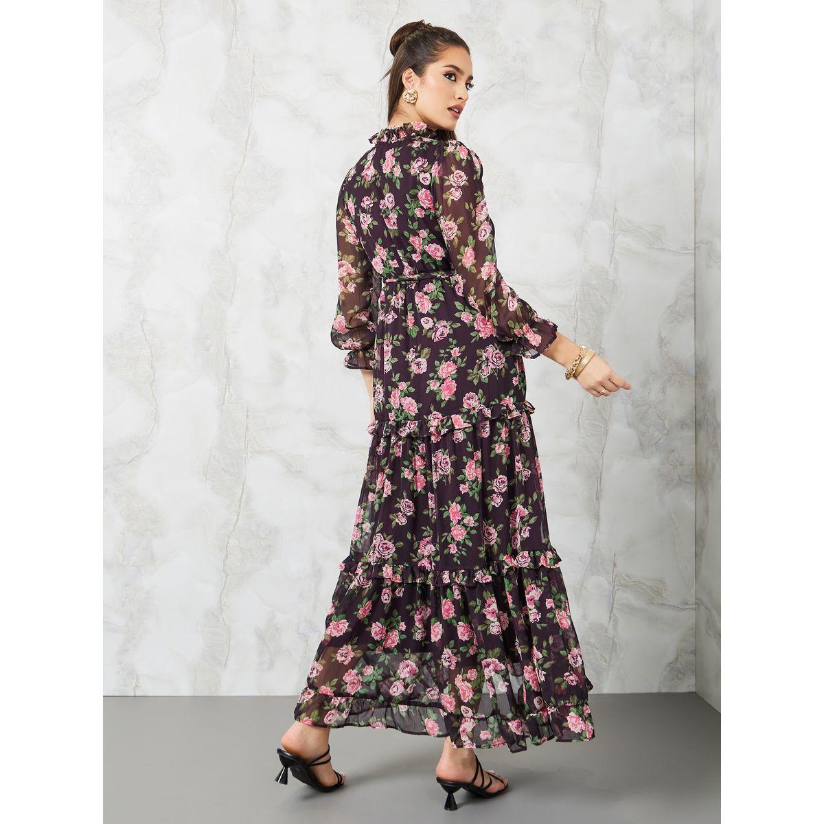 فستان طويل بكسرات وياقة بأربطة-women-clothing-dresses-image-4