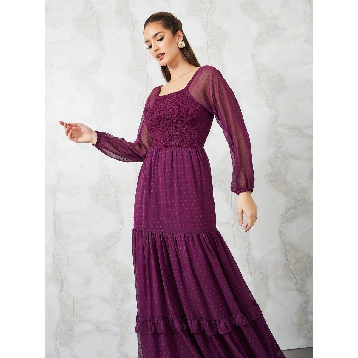 Styli Dobby Square Neck Tiered Maxi Dress-women-clothing-dresses-image-2