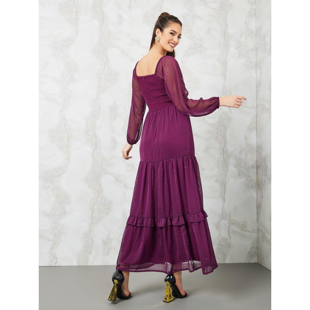 فستان طويل بكسرات وياقة واسعة-women-clothing-dresses-image-4