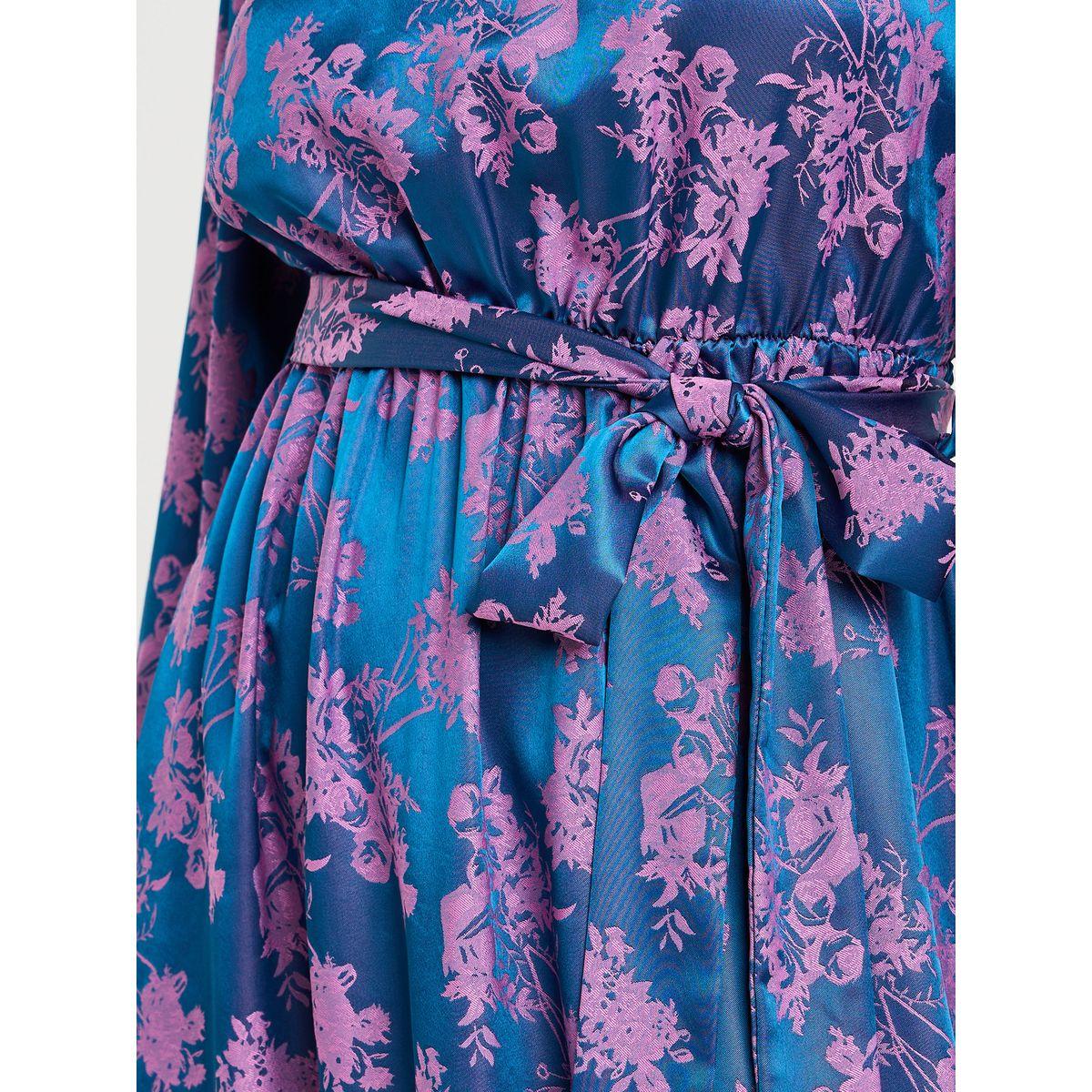 Styli Jacquard A-Line Midi Dress with Tie Belt-women-clothing-dresses-image-3