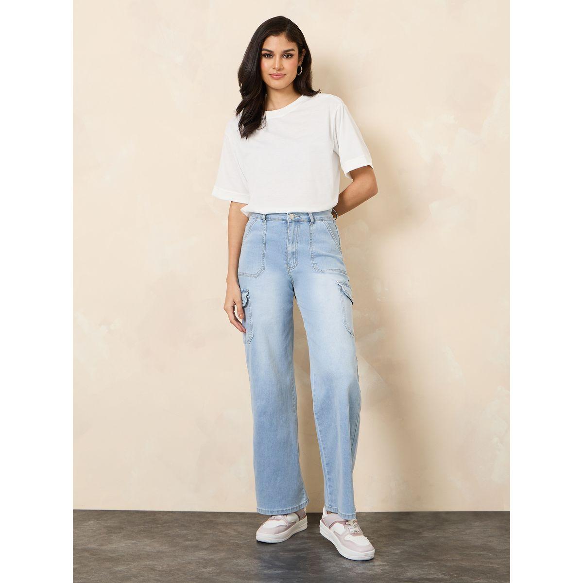 Styli Cargo Pocket Washed Straight Fit Jeans-women-clothing-bottoms-jeans-image-1