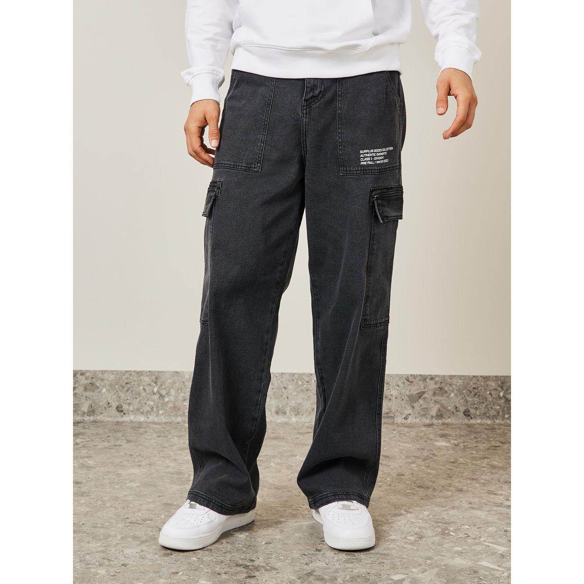 Styli Limited Wide Leg Panelled Cargo Jeans-men-clothing-bottoms-jeans-image-1