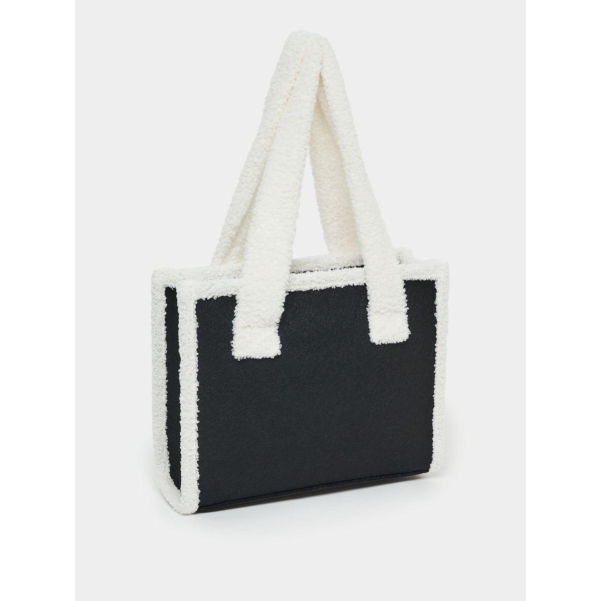Styli Contrast Panel Teddy Tote Bag-women-bagsandwallets-handbags-image-1