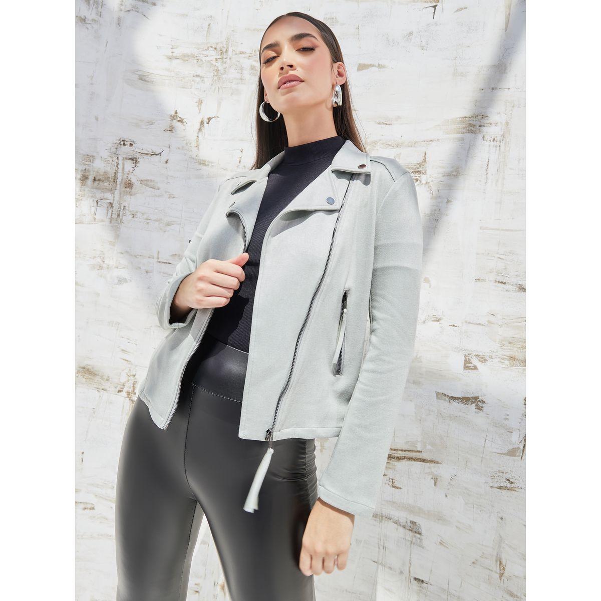 Styli Elevate Suede Look Biker Jacket with Zipper Detail-women-winterwear-coatsandjackets-jackets-image-3