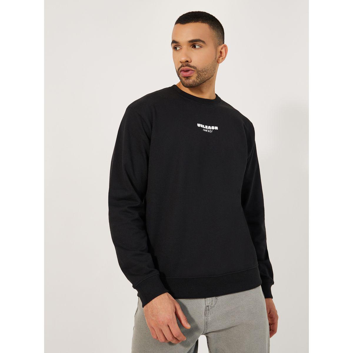 Styli Relaxed Fit Puff Print Fleece Sweatshirt-men-winterwear-hoodiesandsweatshirts-image-1