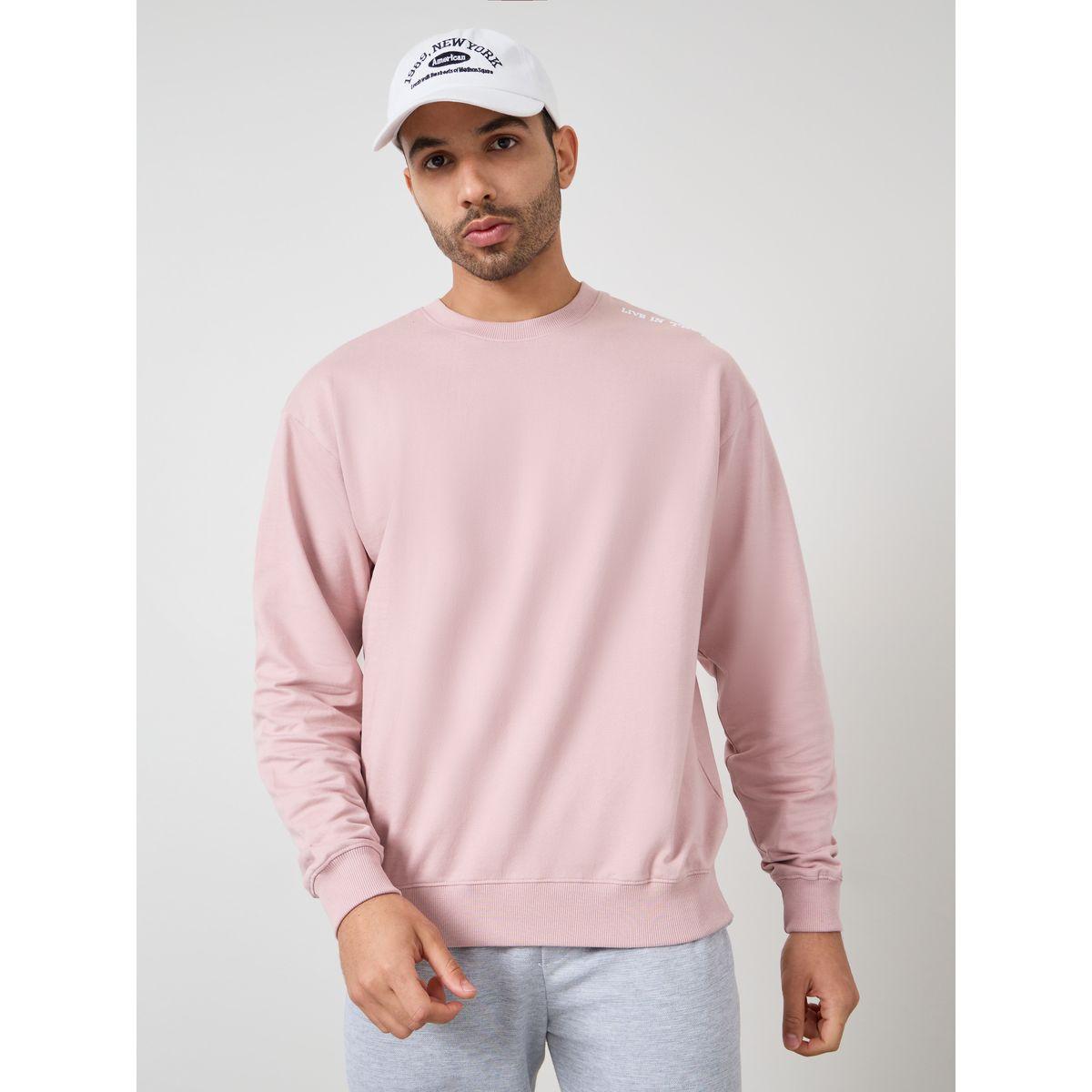 Styli Solid Letter Print Relaxed Fit Sweatshirt-men-winterwear-hoodiesandsweatshirts-image-1