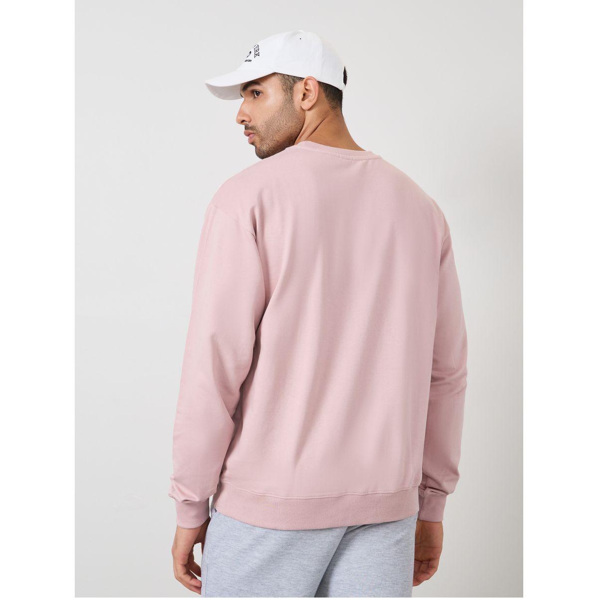 Styli Solid Letter Print Relaxed Fit Sweatshirt-men-winterwear-hoodiesandsweatshirts-image-4