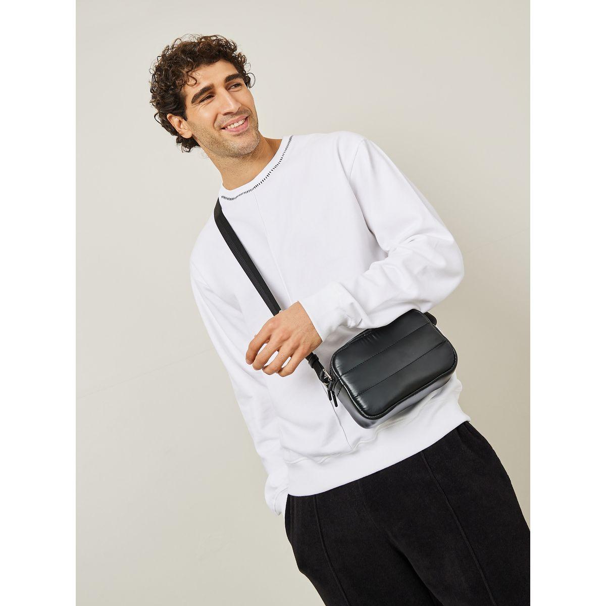 Styli Solid Relax Fit Neck Stitch Detail Fleece Sweatshirt-men-winterwear-hoodiesandsweatshirts-image-2