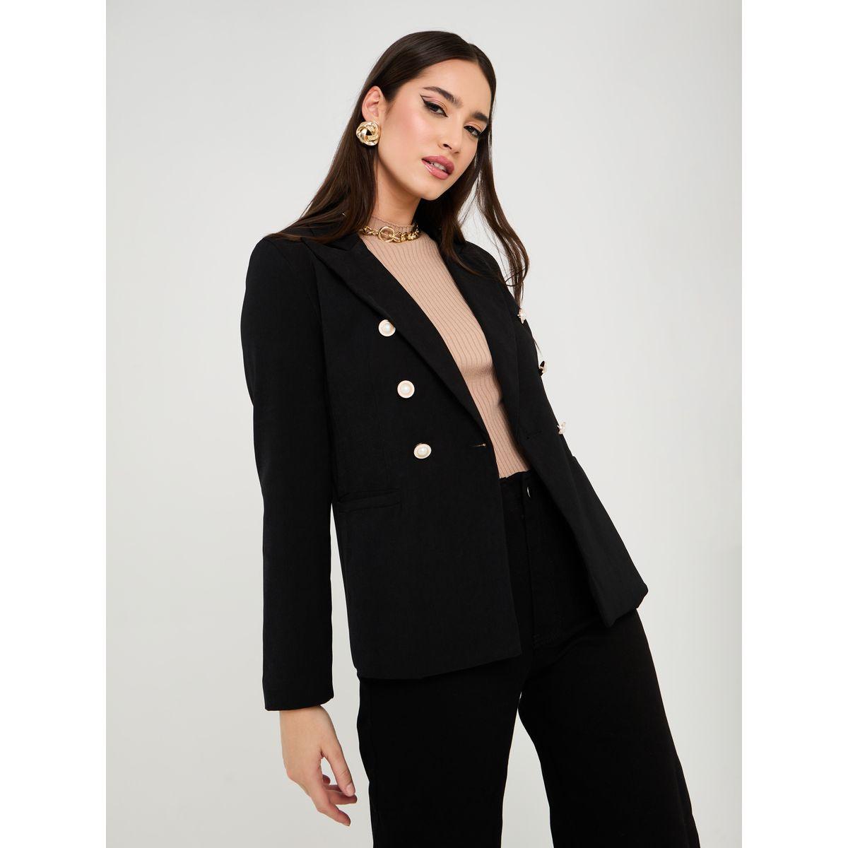 Styli Regular Fit Button Detail Single Breasted Blazer-women-clothing-coatsandjackets-blazers-image-2
