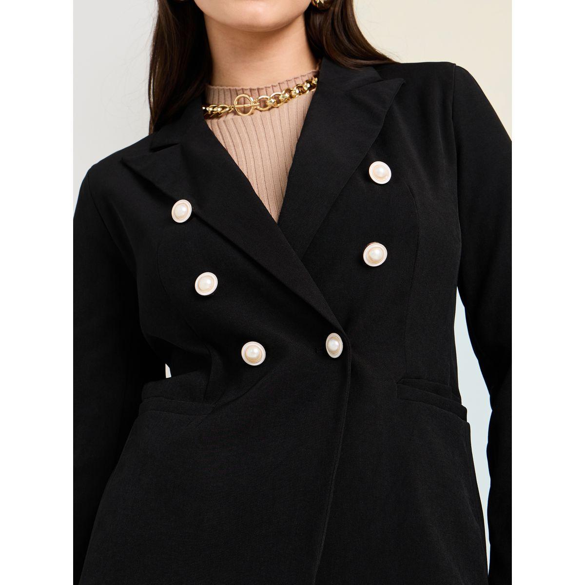 Styli Regular Fit Button Detail Single Breasted Blazer-women-clothing-coatsandjackets-blazers-image-3