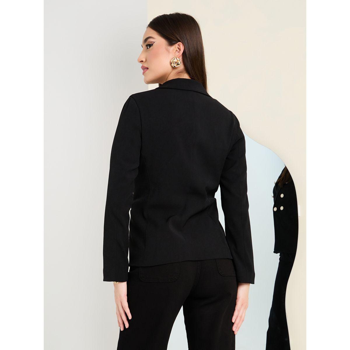 Styli Regular Fit Button Detail Single Breasted Blazer-women-clothing-coatsandjackets-blazers-image-4