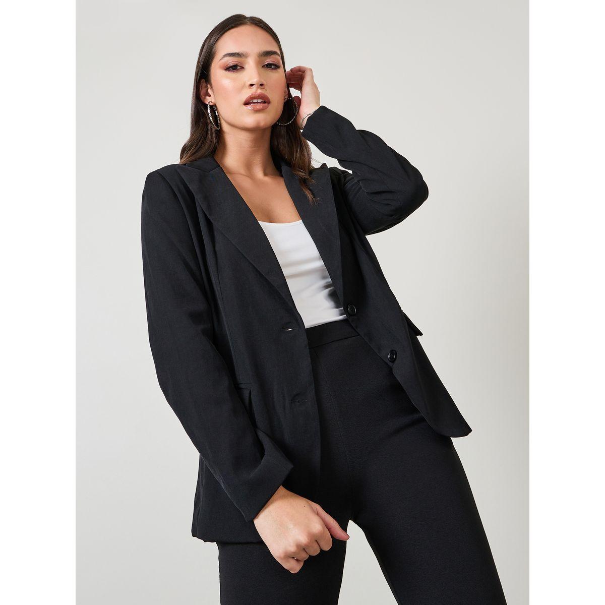 Styli Regular Fit Flap Detail Buttoned Blazer-women-clothing-coatsandjackets-blazers-image-1