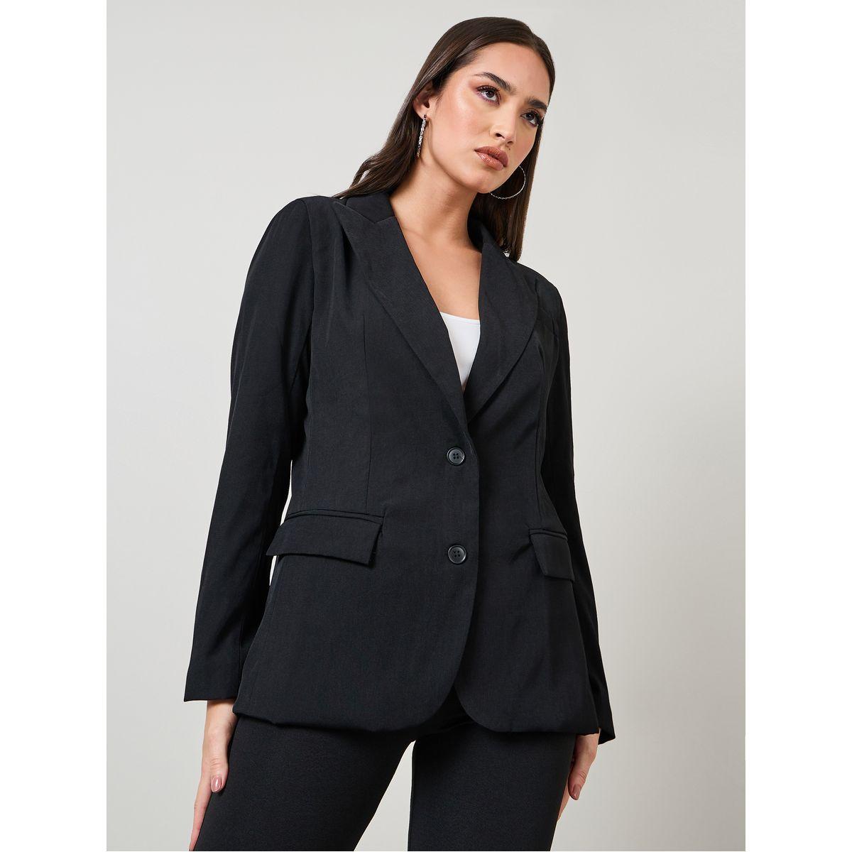 Styli Regular Fit Flap Detail Buttoned Blazer-women-clothing-coatsandjackets-blazers-image-3