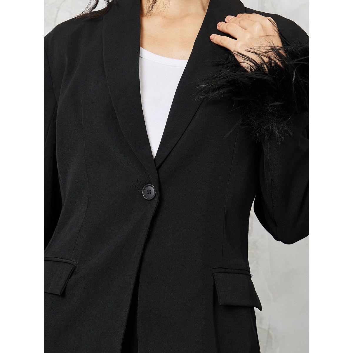 Styli Regular Fit Longline Faux Fur Trim Blazer-women-clothing-coatsandjackets-blazers-image-4