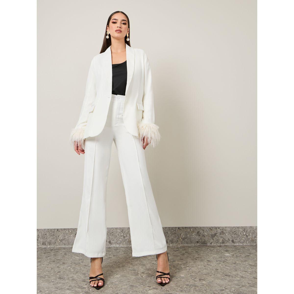 Styli Regular Fit Longline Faux Fur Trim Blazer-women-clothing-coatsandjackets-blazers-image-2