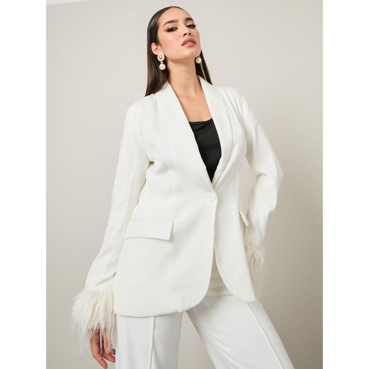 Styli Regular Fit Longline Faux Fur Trim Blazer-women-clothing-coatsandjackets-blazers-image-3