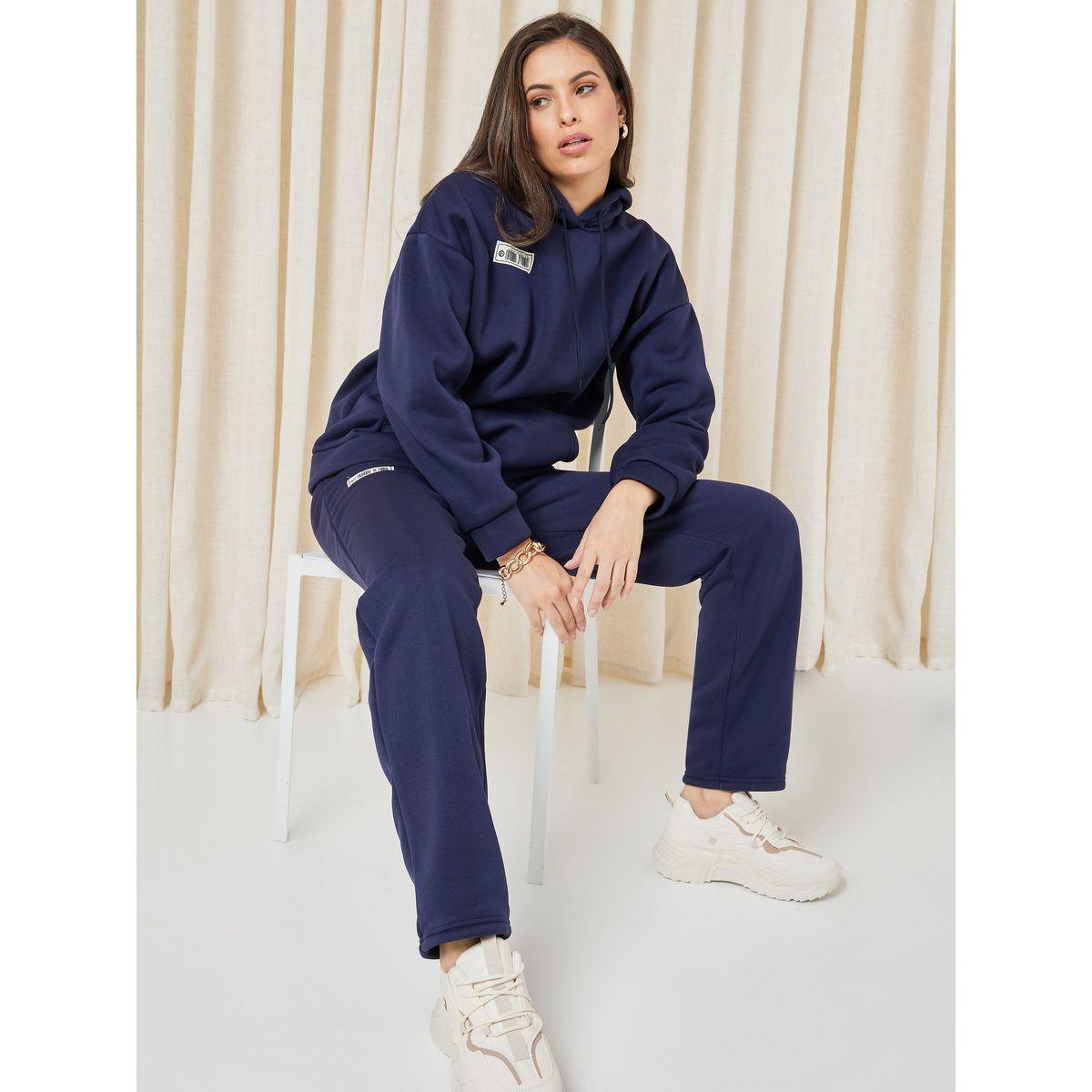 Styli Unwind Terry Fleece Gymspire Patch Kangaroo Pocket Hoodie & Jogger Lounge Set-women-clothing-coordsets-image-1