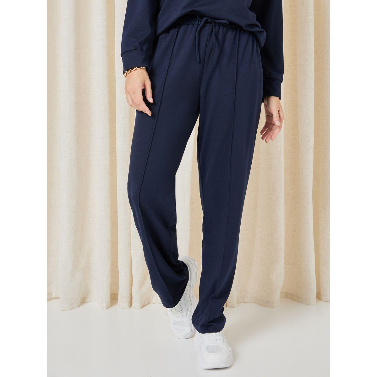 Styli Unwind Printed Terry Sweatshirt & Exposed Seam Jogger Lounge Set-women-clothing-coordsets-image-5