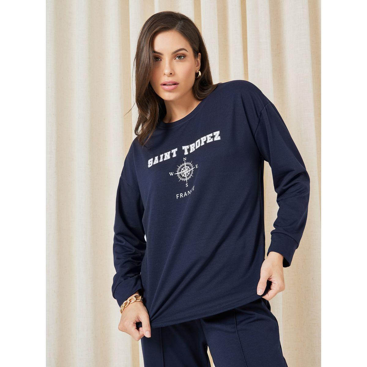 Styli Unwind Printed Terry Sweatshirt & Exposed Seam Jogger Lounge Set-women-clothing-coordsets-image-7