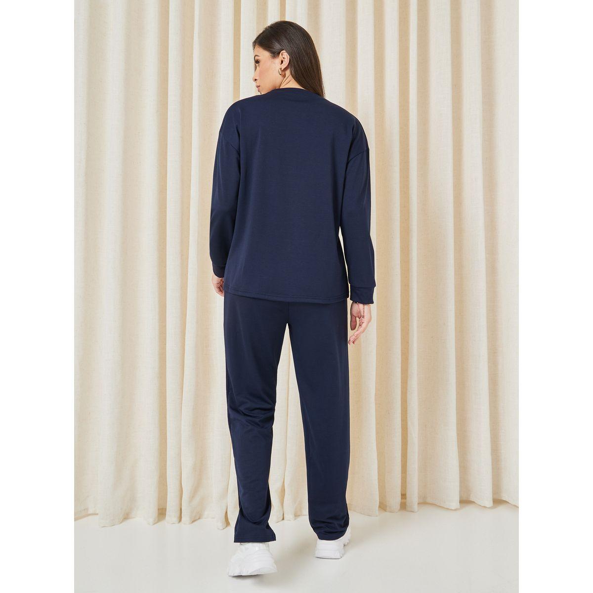 Styli Unwind Printed Terry Sweatshirt & Exposed Seam Jogger Lounge Set-women-clothing-coordsets-image-8