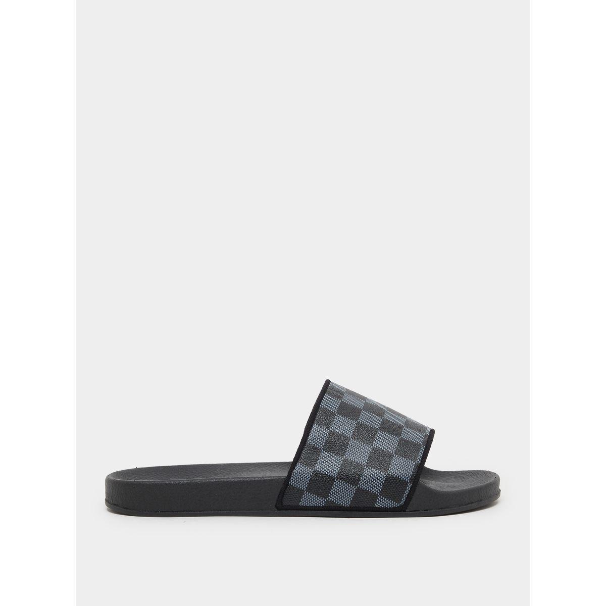 Checked Pattern Strap Slip-On Slides-men-shoes-flipflopsandslides-image-1