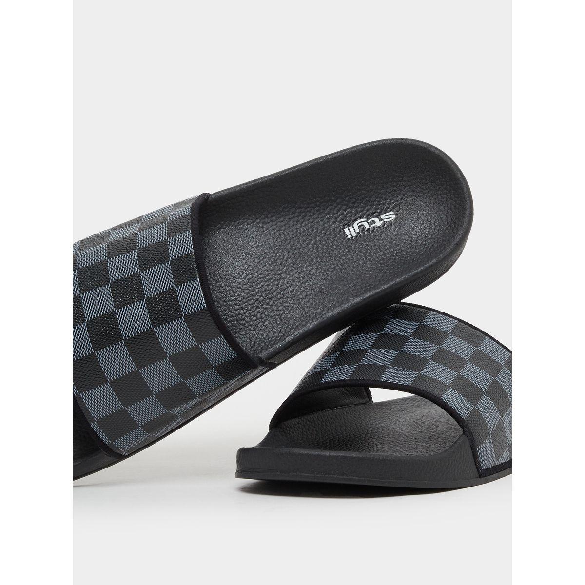 Checked Pattern Strap Slip-On Slides-men-shoes-flipflopsandslides-image-3