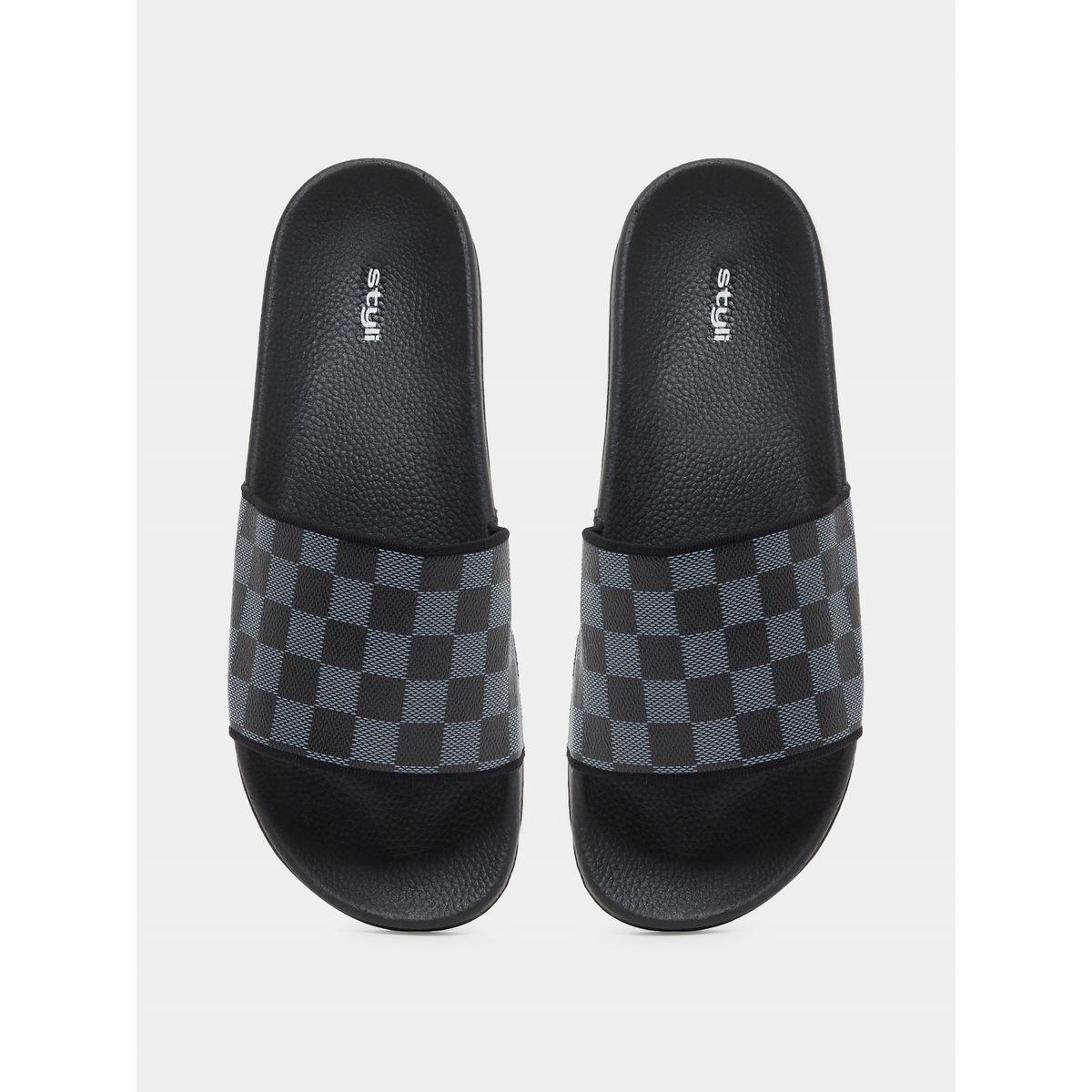 Checked Pattern Strap Slip-On Slides-men-shoes-flipflopsandslides-image-5
