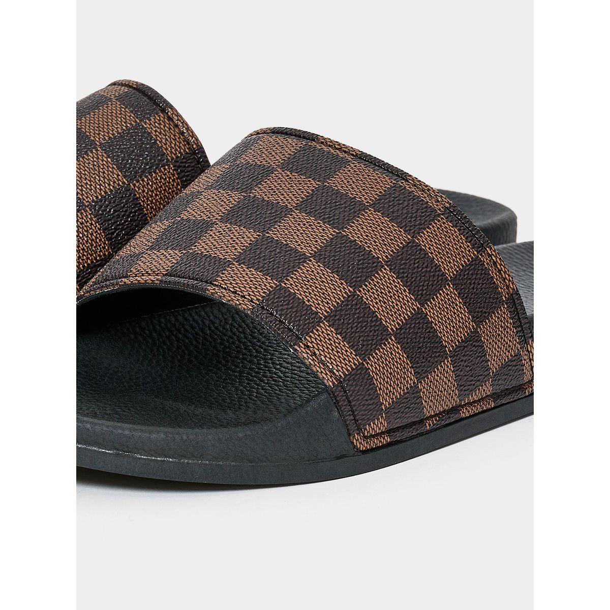 Styli Checked Pattern Strap Comfort Slides-men-shoes-flipflopsandslides-image-4