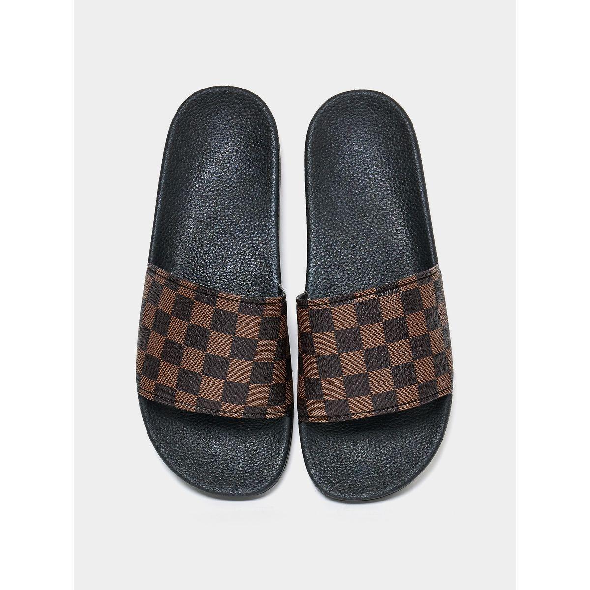 Styli Checked Pattern Strap Comfort Slides-men-shoes-flipflopsandslides-image-5