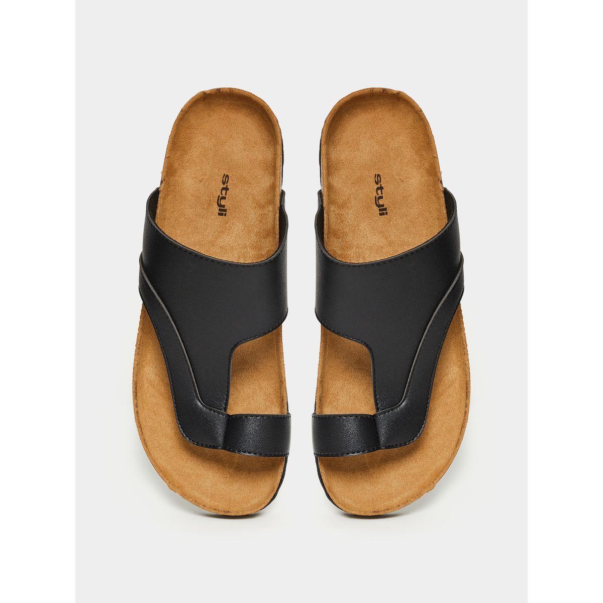 Styli Faux Leather Toe Ring Strap Casual Sandals-men-shoes-sandals-image-4
