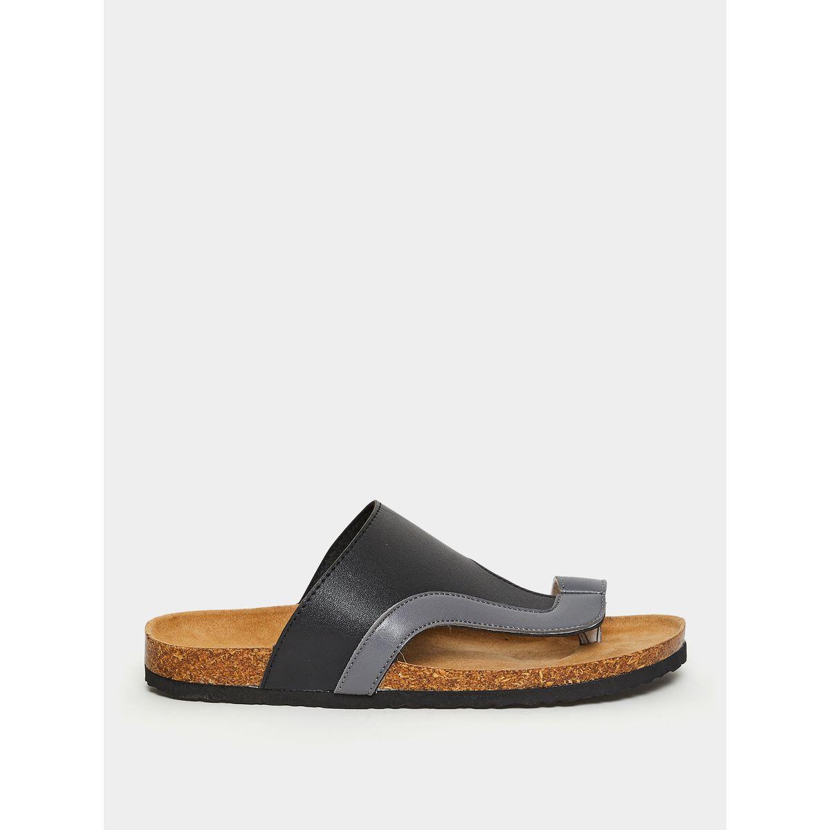 Styli Faux Leather Toe Ring Strap Casual Sandals-men-shoes-sandals-image-1