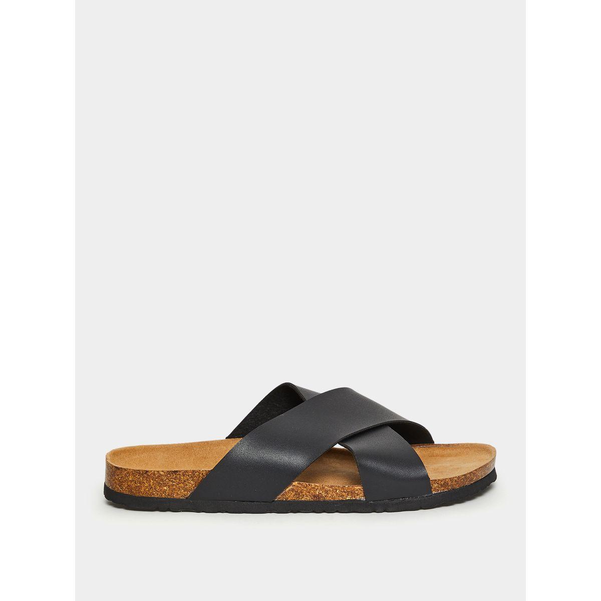 Styli Faux Leather Criss Cross Strap Casual Sandals-men-shoes-sandals-image-1