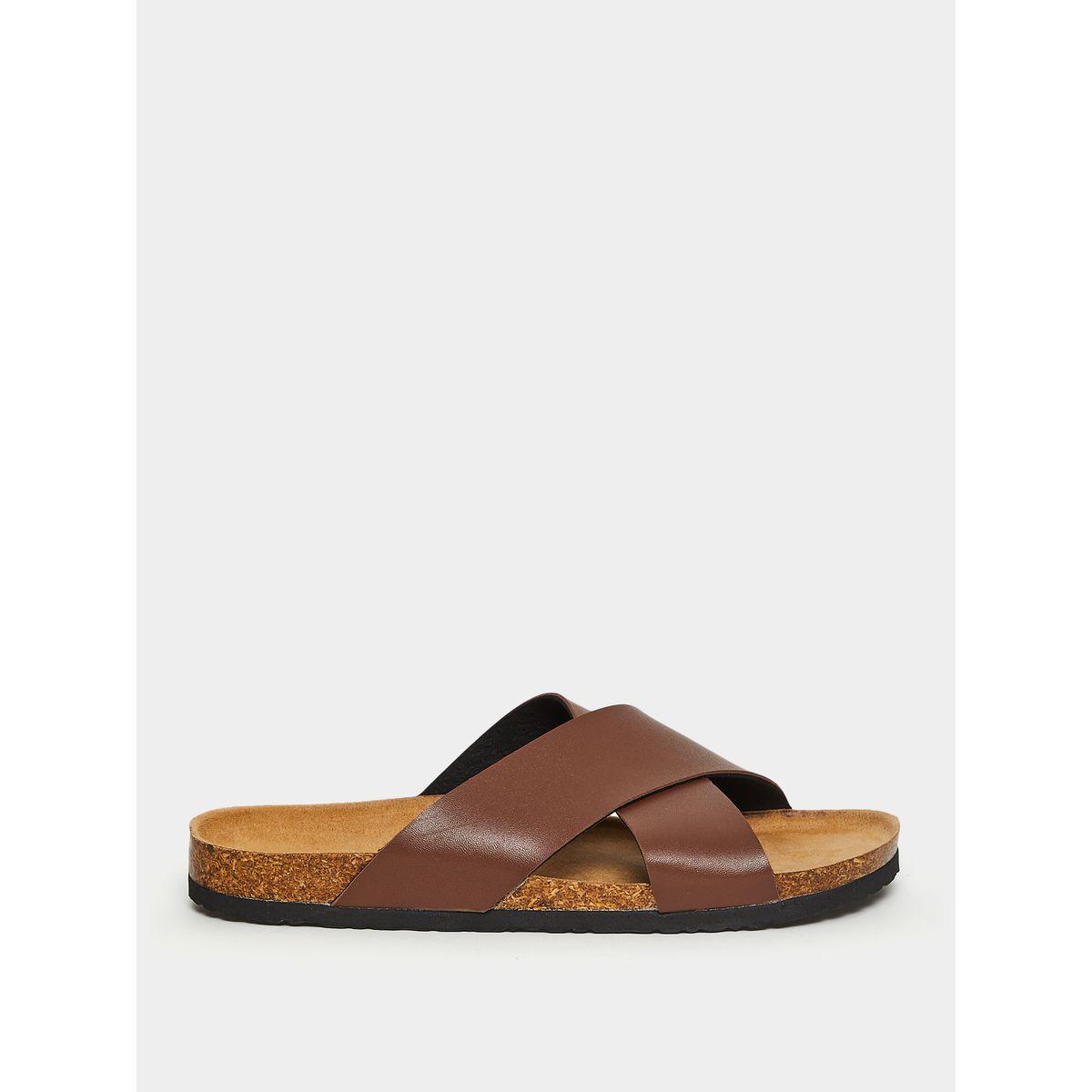 Styli Faux Leather Criss Cross Strap Sandals-men-shoes-sandals-image-1
