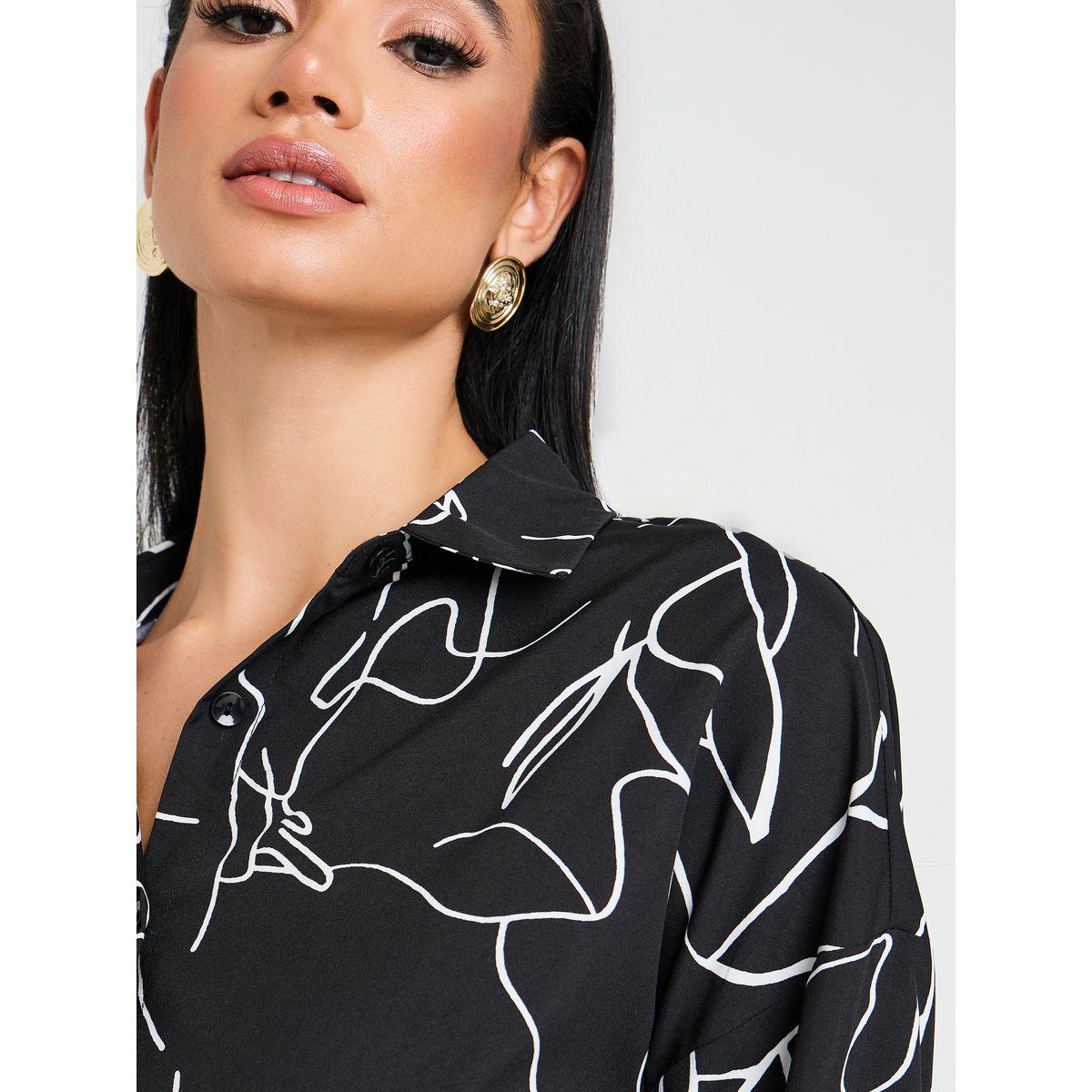 بلوزة بطبعة مجردة مع حزام خصر-women-clothing-shirtsandblouses-shirts-image-4