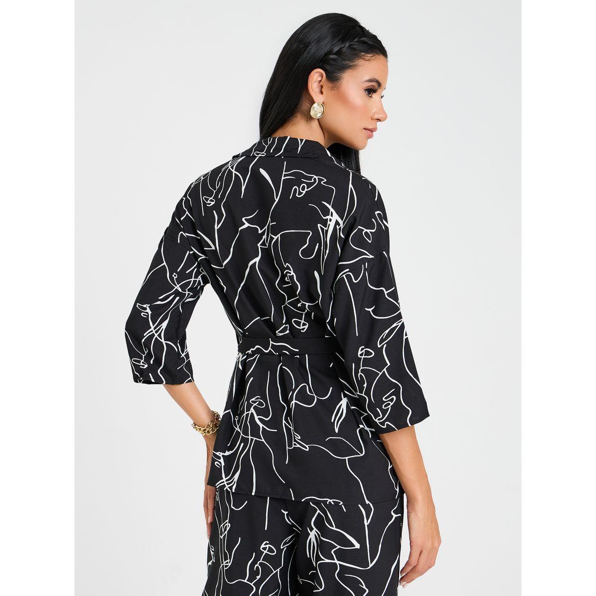 بلوزة بطبعة مجردة مع حزام خصر-women-clothing-shirtsandblouses-shirts-image-5